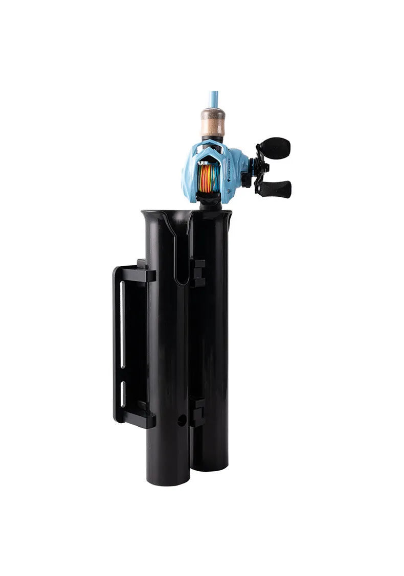 Carbon double-layer plastic fishing rod rack mounted on motorcycle handlebars for rod transport