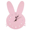 Wooden cartoon wall clock with colourful rabbit design for children's bedroom
