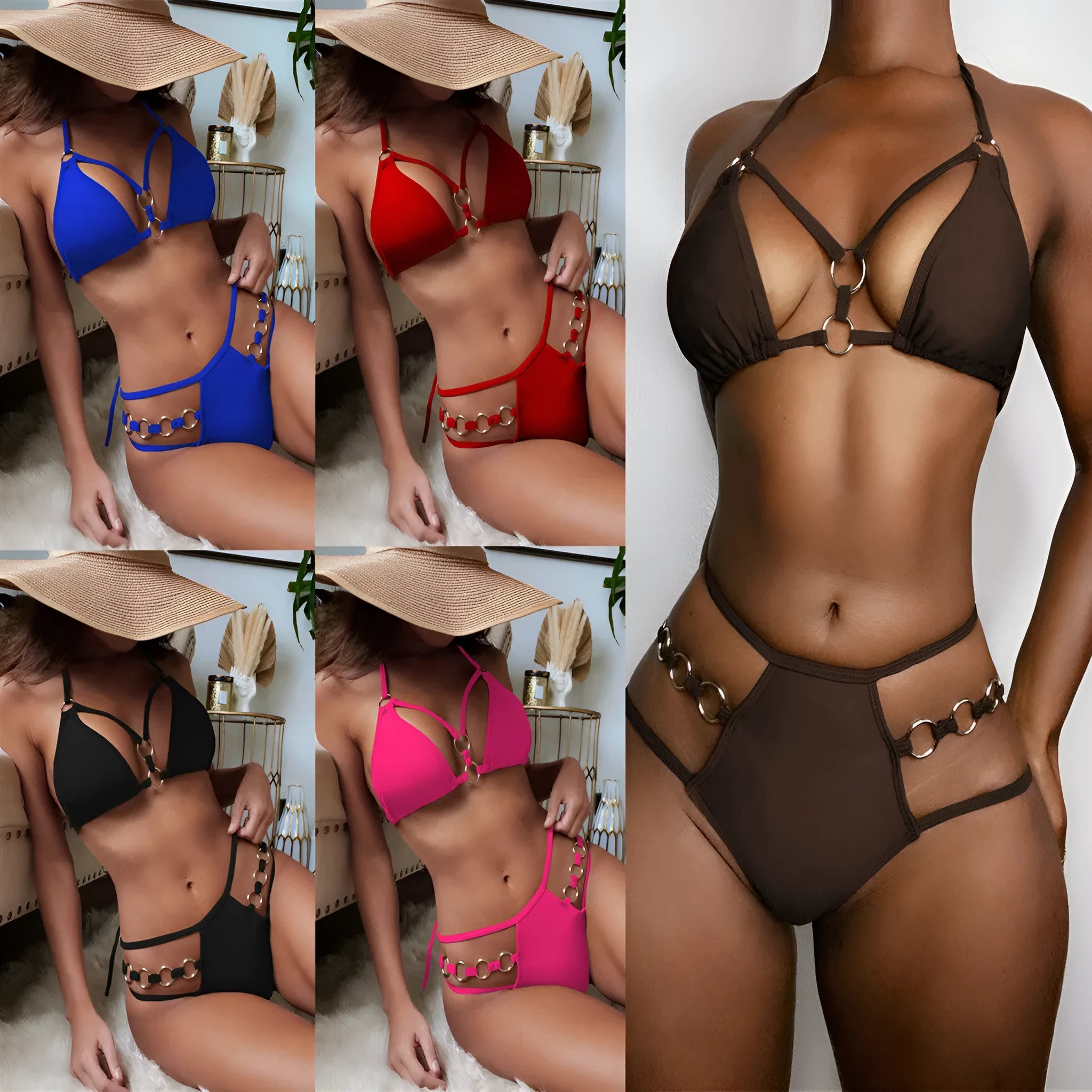 Women's separated bikini swimwear in multiple colours with nylon construction