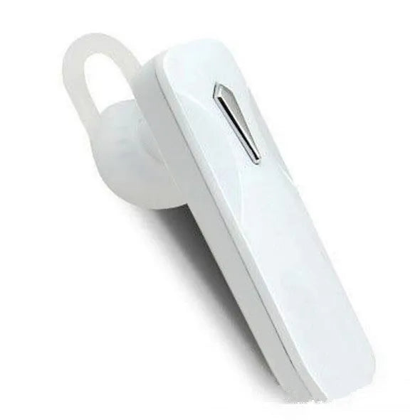M163 black and white Bluetooth car headset for hands-free calls and music control.