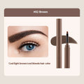 Double-headed eyebrow cream with pencil and powder ends showing five brown shade options