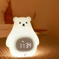 Big white bear silicone night light with remote control showing seven colour options