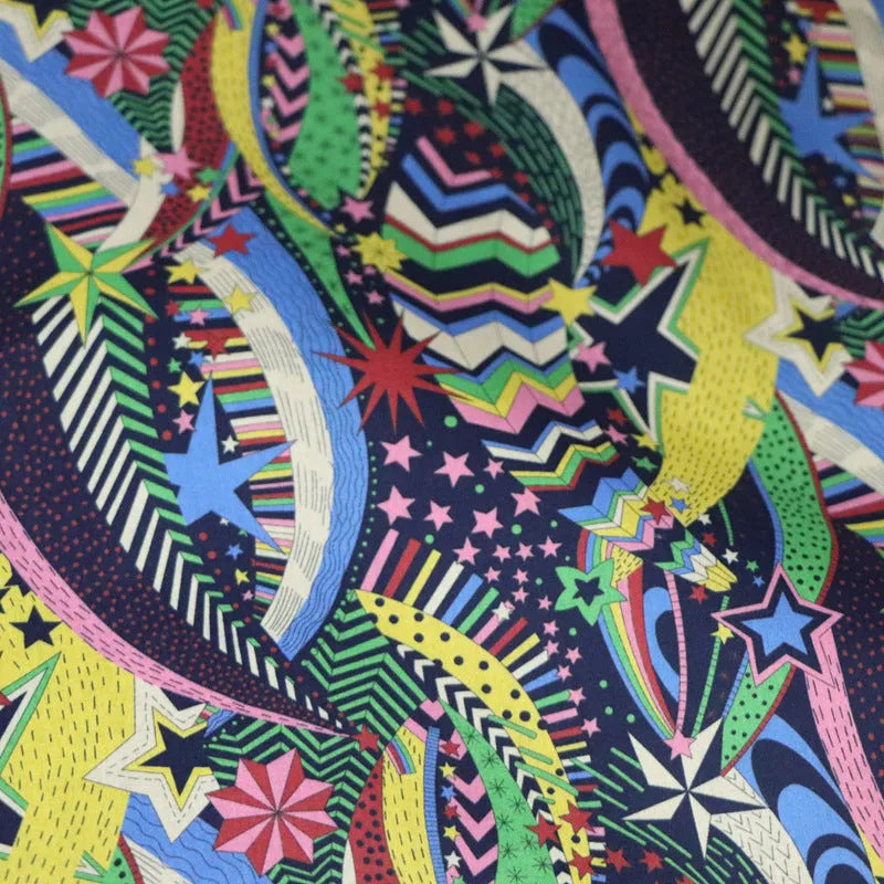 Blue floral and plant digital print on 100% cotton fabric, showing 1 metre by 1.45 metre piece