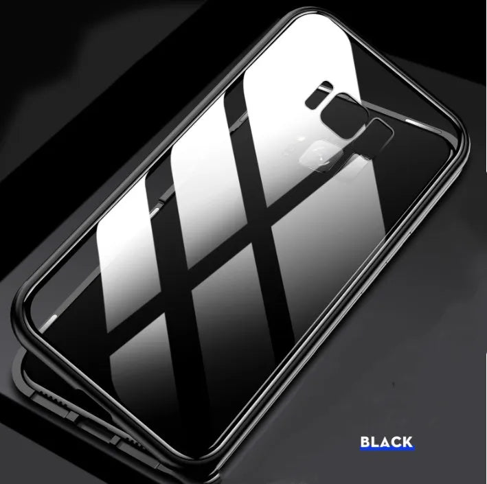 Samsung Galaxy magnetic privacy phone case with anti-peeping screen in closed position showing magnetic closure
