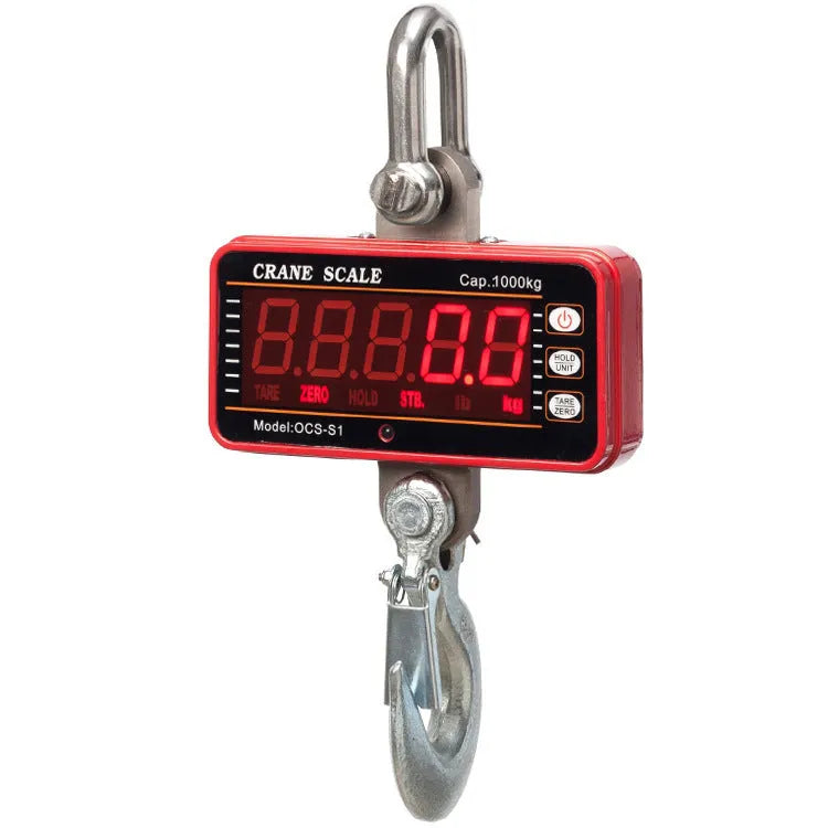 Orange electronic crane scale with digital display for 500 kg industrial weighing