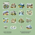 Holiday Journey Series retro architecture stickers with six landmark designs including Big Ben and Arc de Triomphe