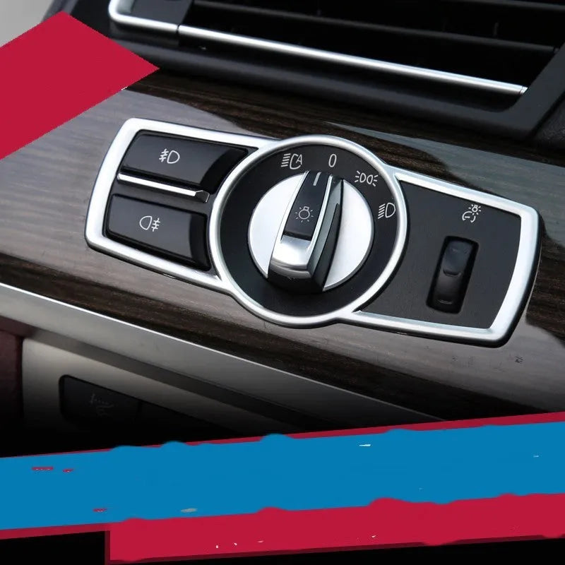 Silver BMW headlight switch frame decorative strip ABS plastic interior sticker trim