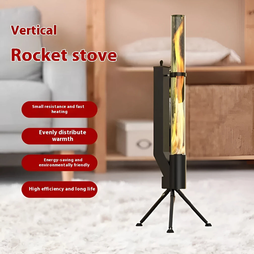 Vertical cast iron wood burning rocket furnace heating stove for courtyard use