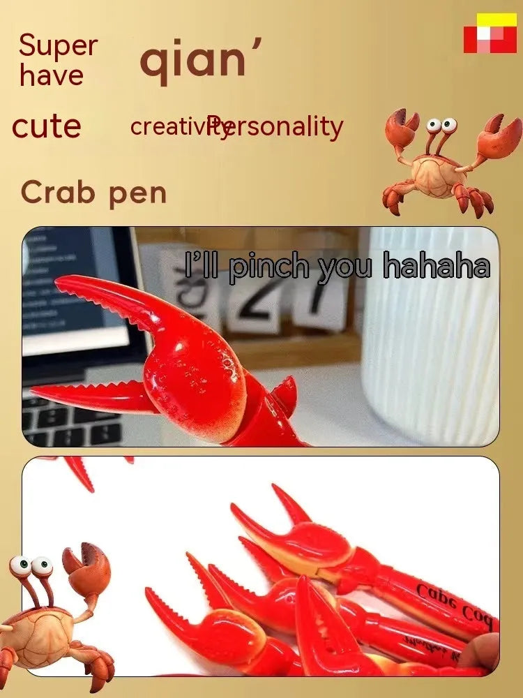 Ballpoint pen with crab design and pressing can clip mechanism