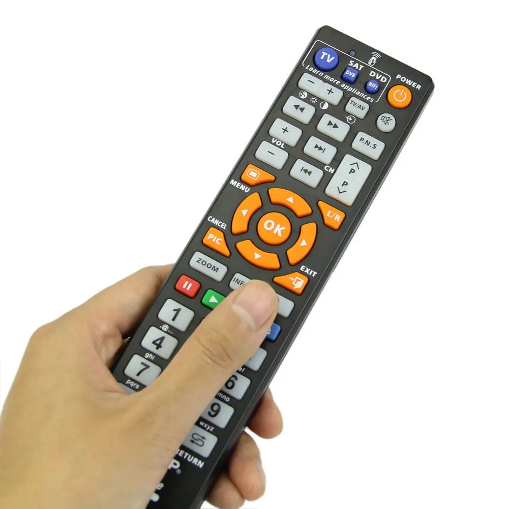 Black L336 learning remote control with full-key layout for universal device programming