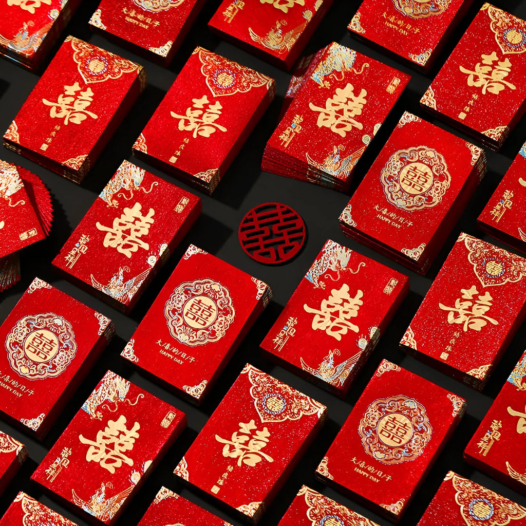 Mini wedding pick-up red packet in Chinese style with paper construction, multiple colour options