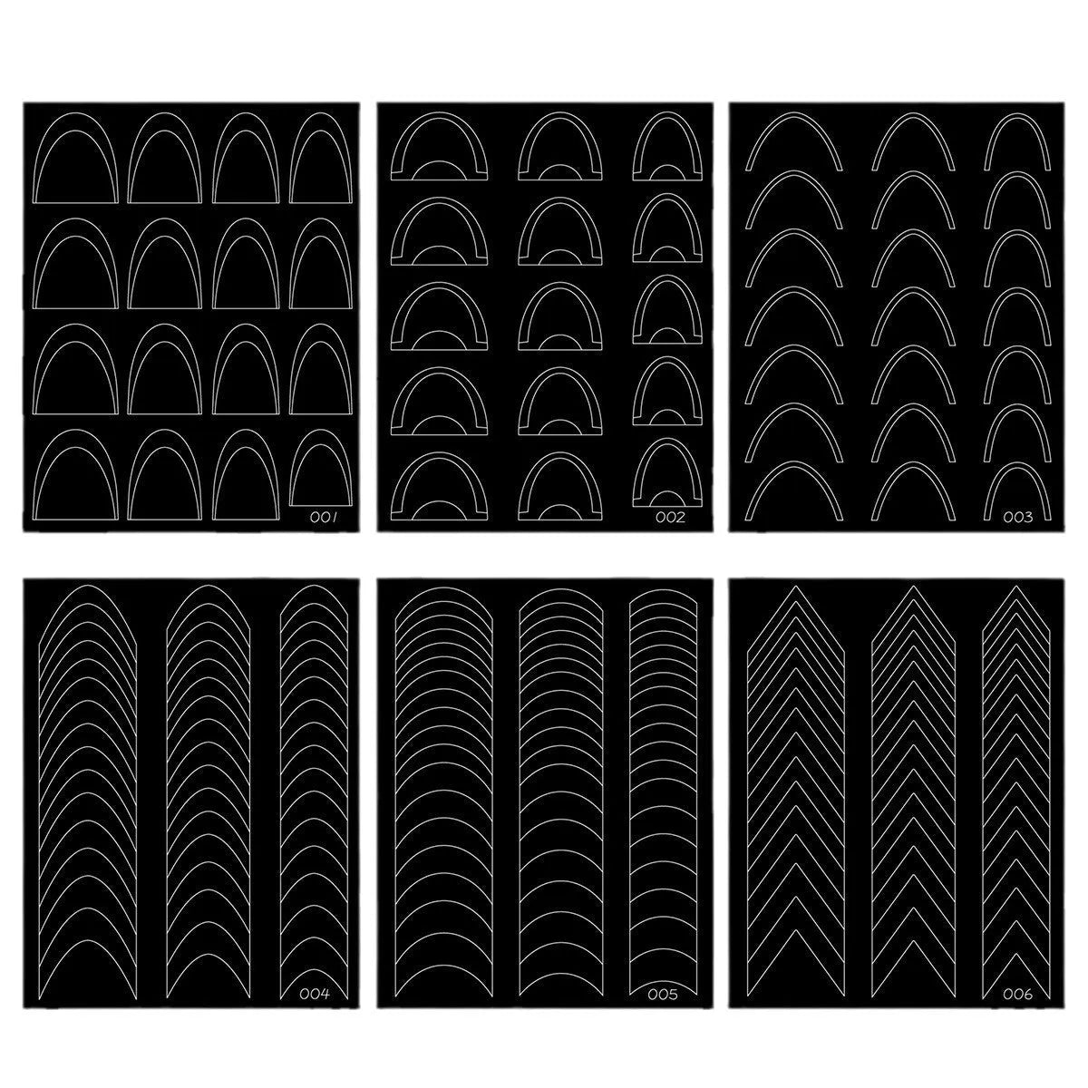 Ultra-thin seamless Deep V French nail art sticker template with a plaid pattern