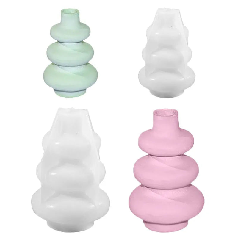 Three layer circular vase ornaments silicone baking mould in modern simplicity style