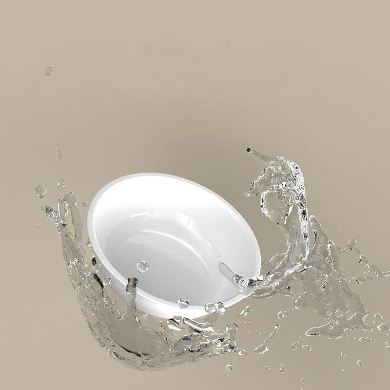 15 degree tilted stainless steel pet bowl with polypropylene base for cervical spine protection