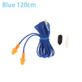 Wired soundproof earbuds in blue with 100cm cable on white background