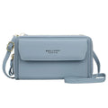 Soft PU leather ladies long wallet messenger bag in a choice of six colours with double zipper.