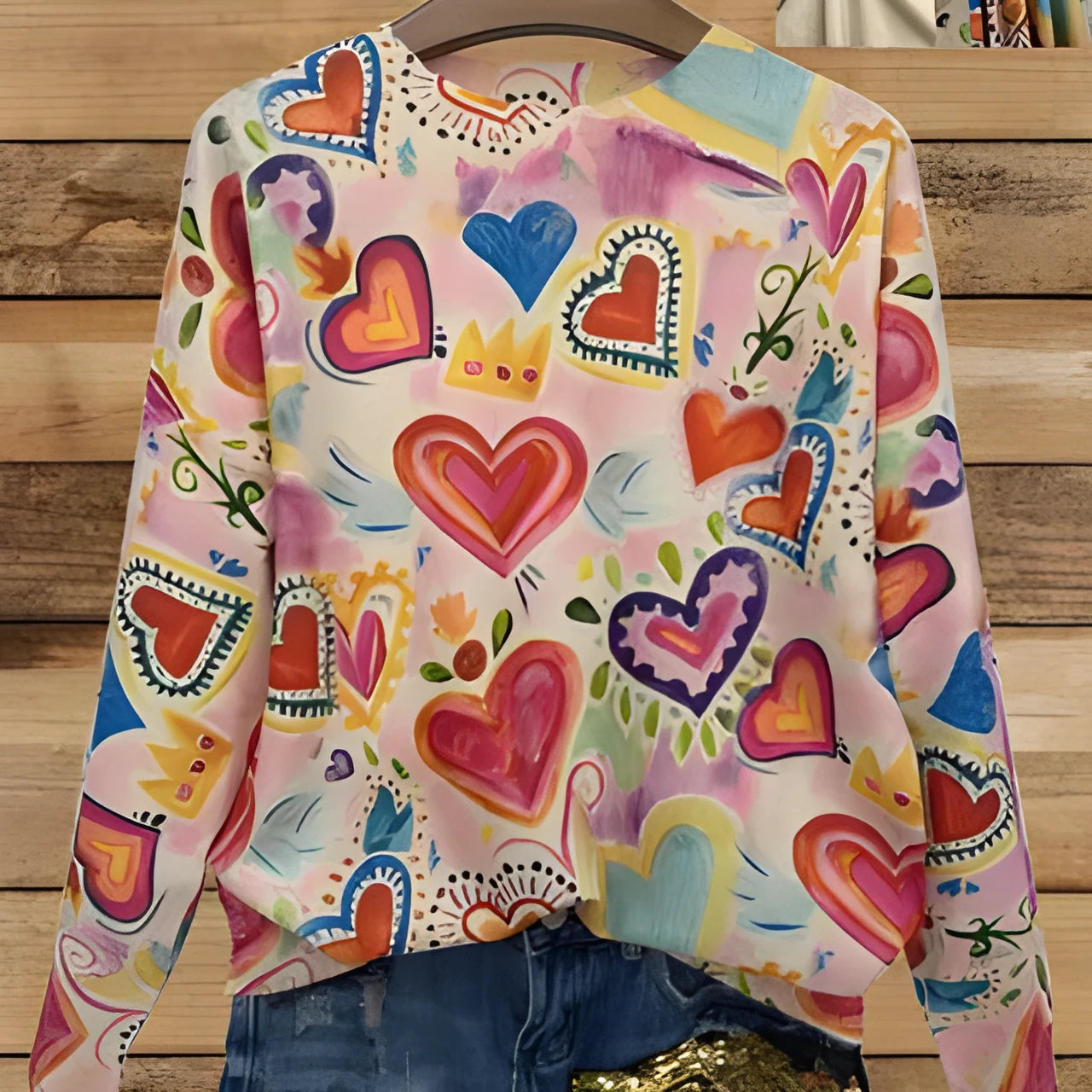 Loose fit lapel collar printed shirt in polyester fabric available in nine sizes