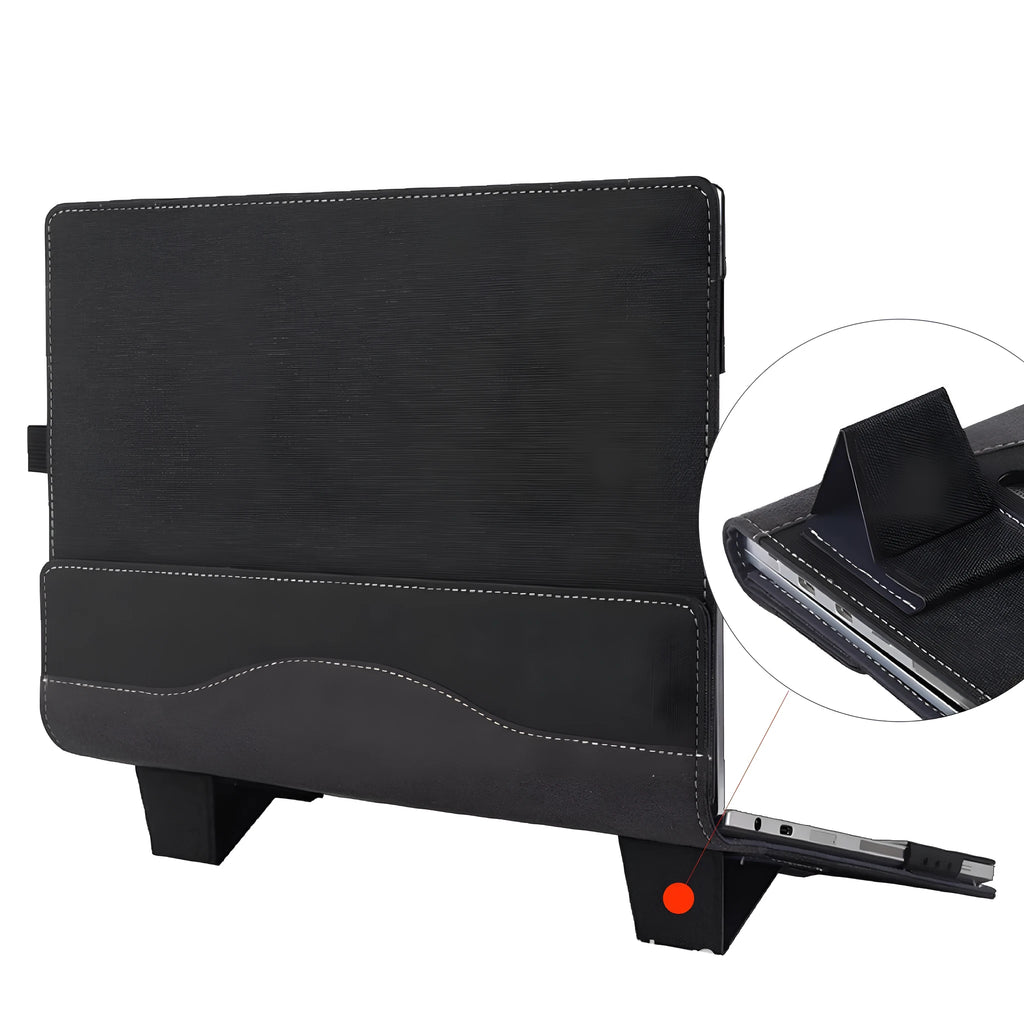 Black imitation leather protective sleeve with Chinese-style fabric design for Microsoft Laptop6 bag