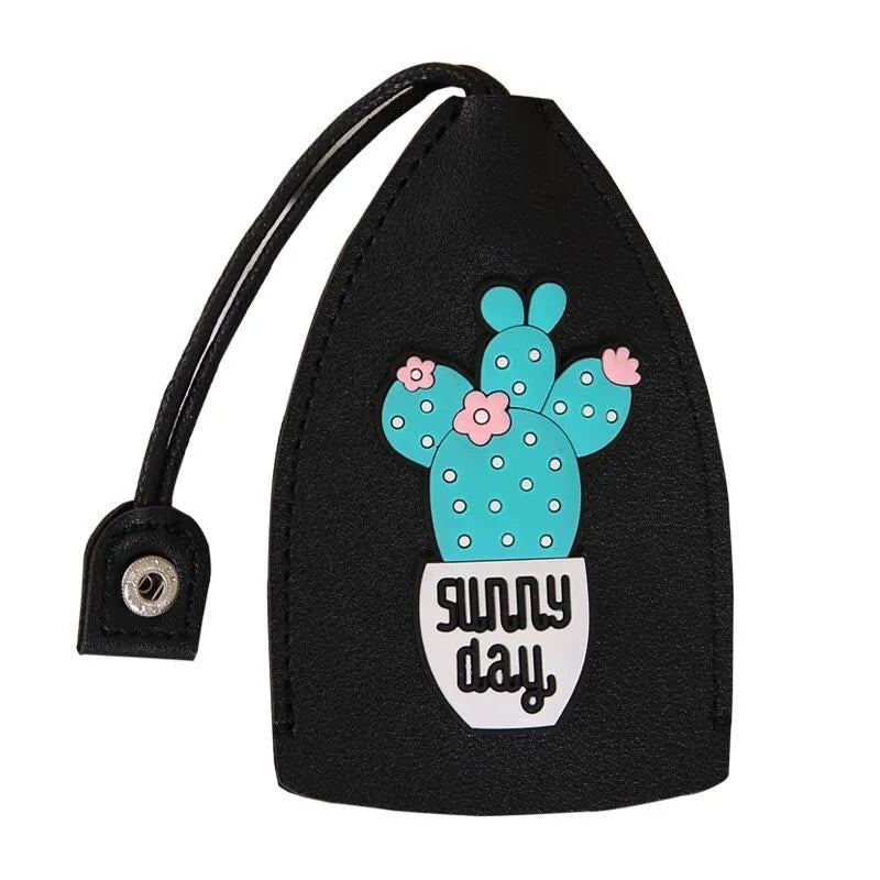 Cartoon style pull-out car key case made from PU leather in assorted designs