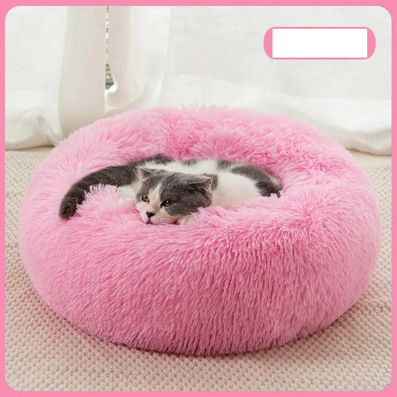 Plush warm dog bed in winter, soft cloth pet nest, size 60cm, dark gray colour