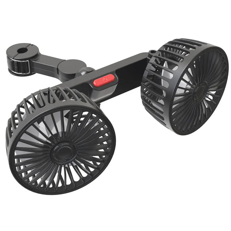 Black car USB rear pillow single head electric fan with adjustable wind settings