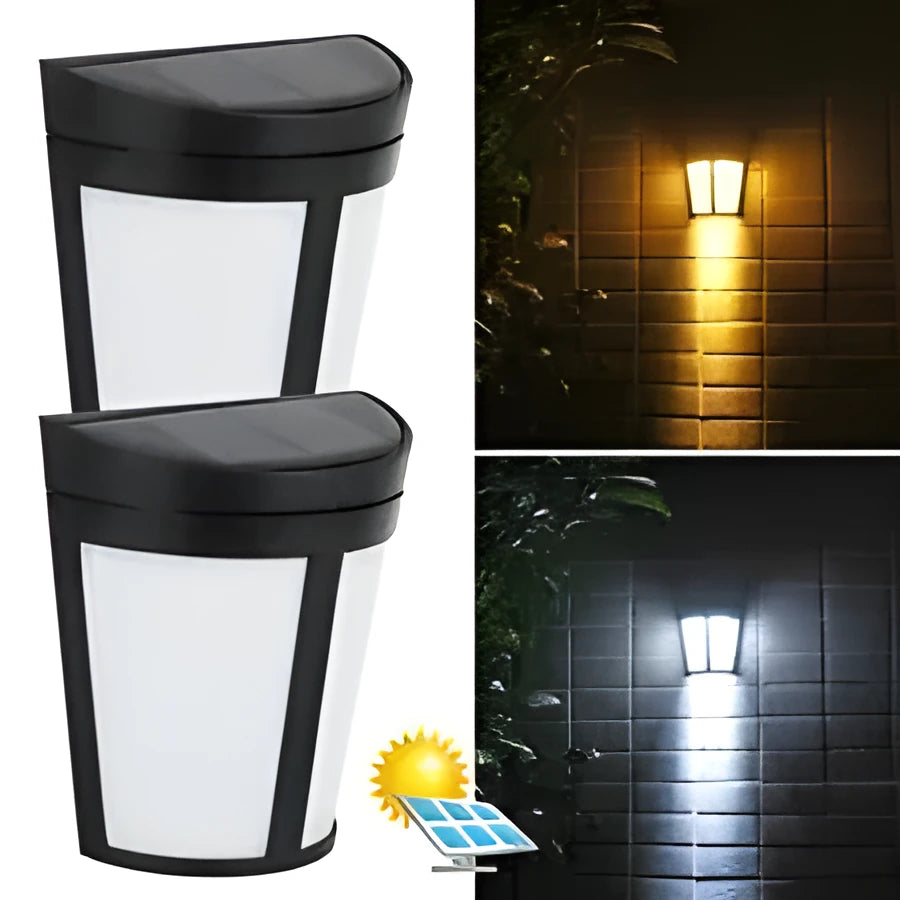 Solar wall lamp with six LED lights for outdoor garden and courtyard lighting