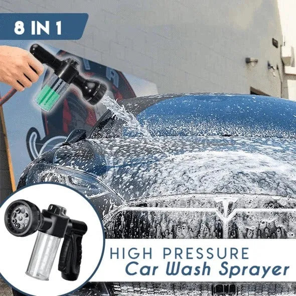 Green high-pressure foam spray gun with adjustable nozzle and long water pipe for car and garden cleaning