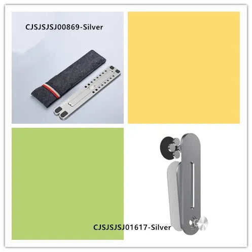 Silver foldable aluminium laptop stand holding a MacBook at an adjustable angle.