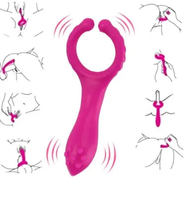 Rose Red silicone vibration clip with 103mm length and 20mm width
