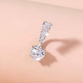 Stainless steel heart-to-heart navel pin with copper zircon and electroplated finish, 0.9cm by 2.3cm