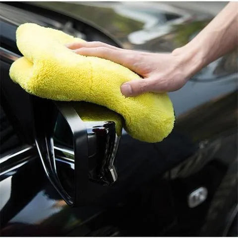 Two-color double-sided microfiber car wash towel 30x30cm with silk banded edges