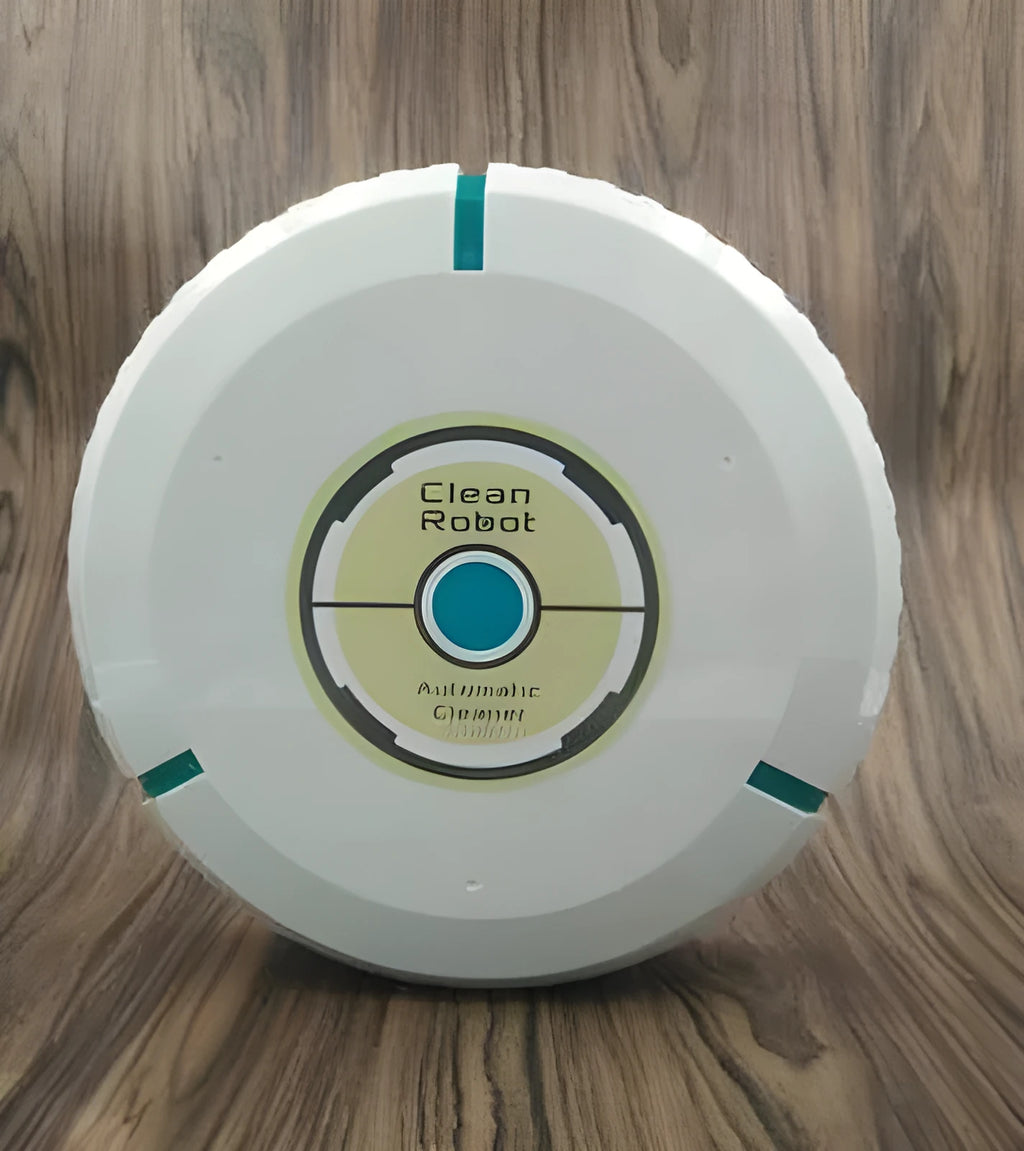 Black or white compact robot vacuum cleaner on a hardwood floor.