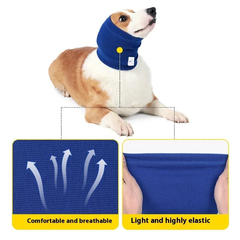 Blue and grey polyester dog head cover comforter scarf in three sizes S, M, L