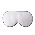 Double-sided mulberry silk eye mask in a choice of 22 colours, showing embroidered print and 22x11cm size.