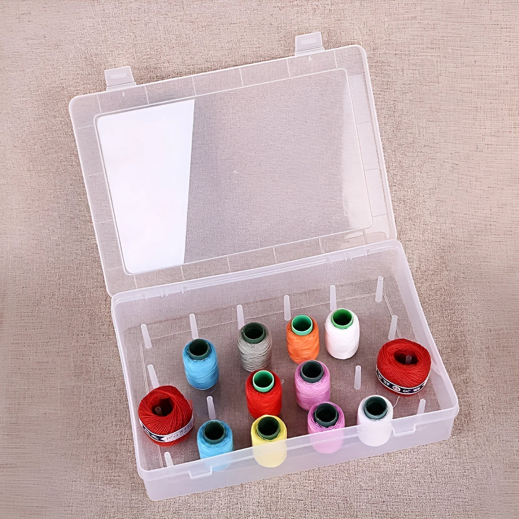 Blue 42-axis multifunctional PP plastic embroidery thread and sewing kit storage box.