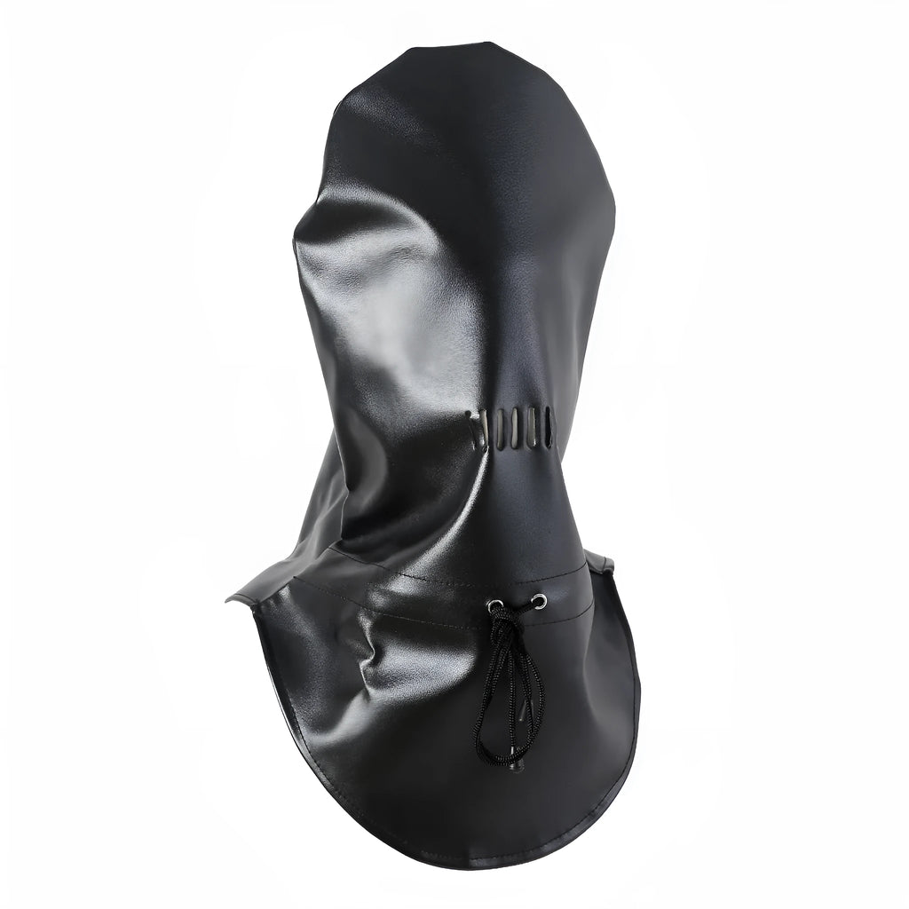 Black PU leather adjustable breathable mask for adult bondage and training scenarios