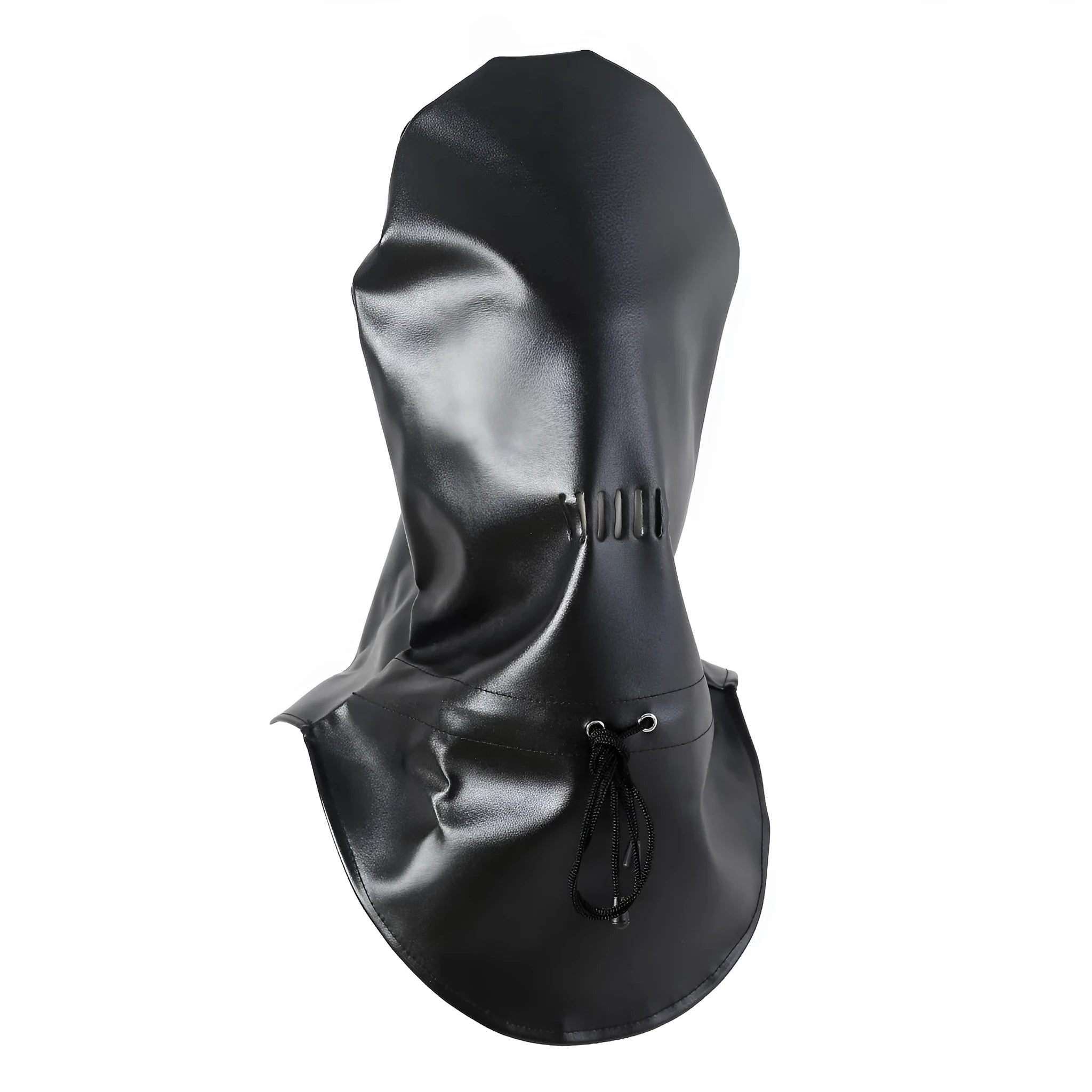 Black PU leather adjustable breathable mask for adult bondage and training scenarios