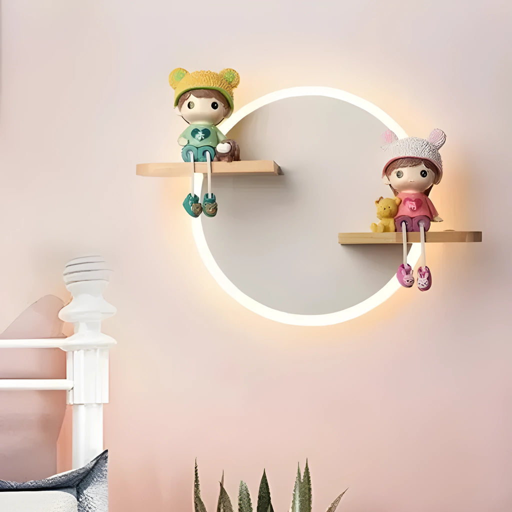 Creative cartoon wall lamp for children's bedroom with acrylic shade and three colour light options in Ordinary White finish