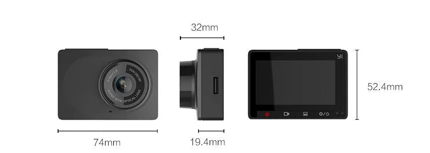 YI Intelligent Driving Recorder black Power version with 160-degree wide-angle lens and 3MP camera for vehicle recording