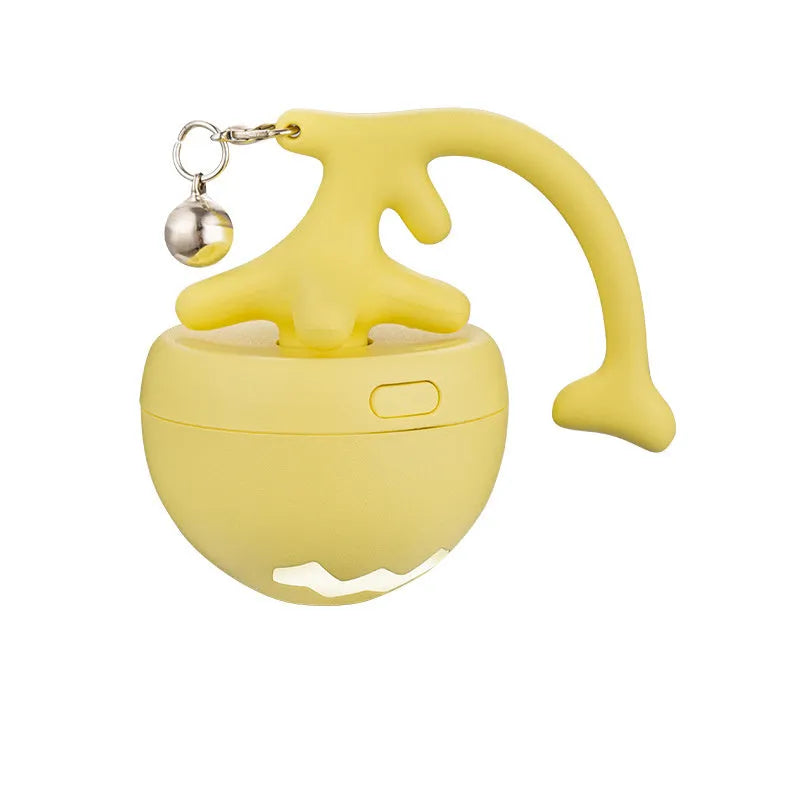 USB electric cat teasing ball with fish bone design rolling on floor with laser pointer activated