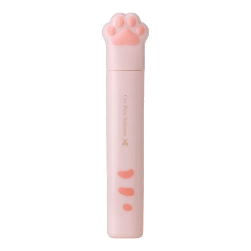 Cat paw mini folding scissors in four colours with stainless steel blades, folded to 8.7 cm length