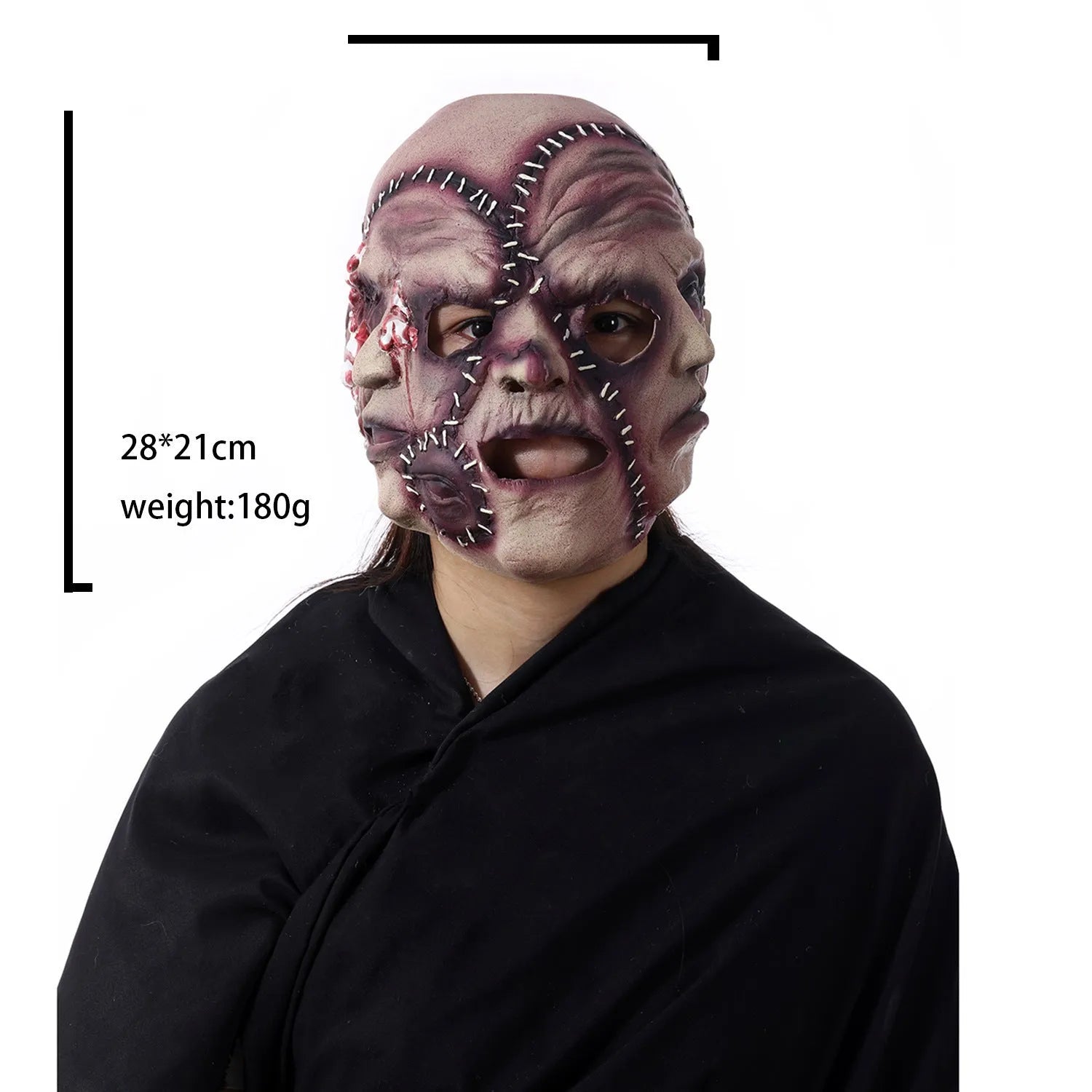 Three-sided grimace horror mask in natural latex for Halloween cosplay