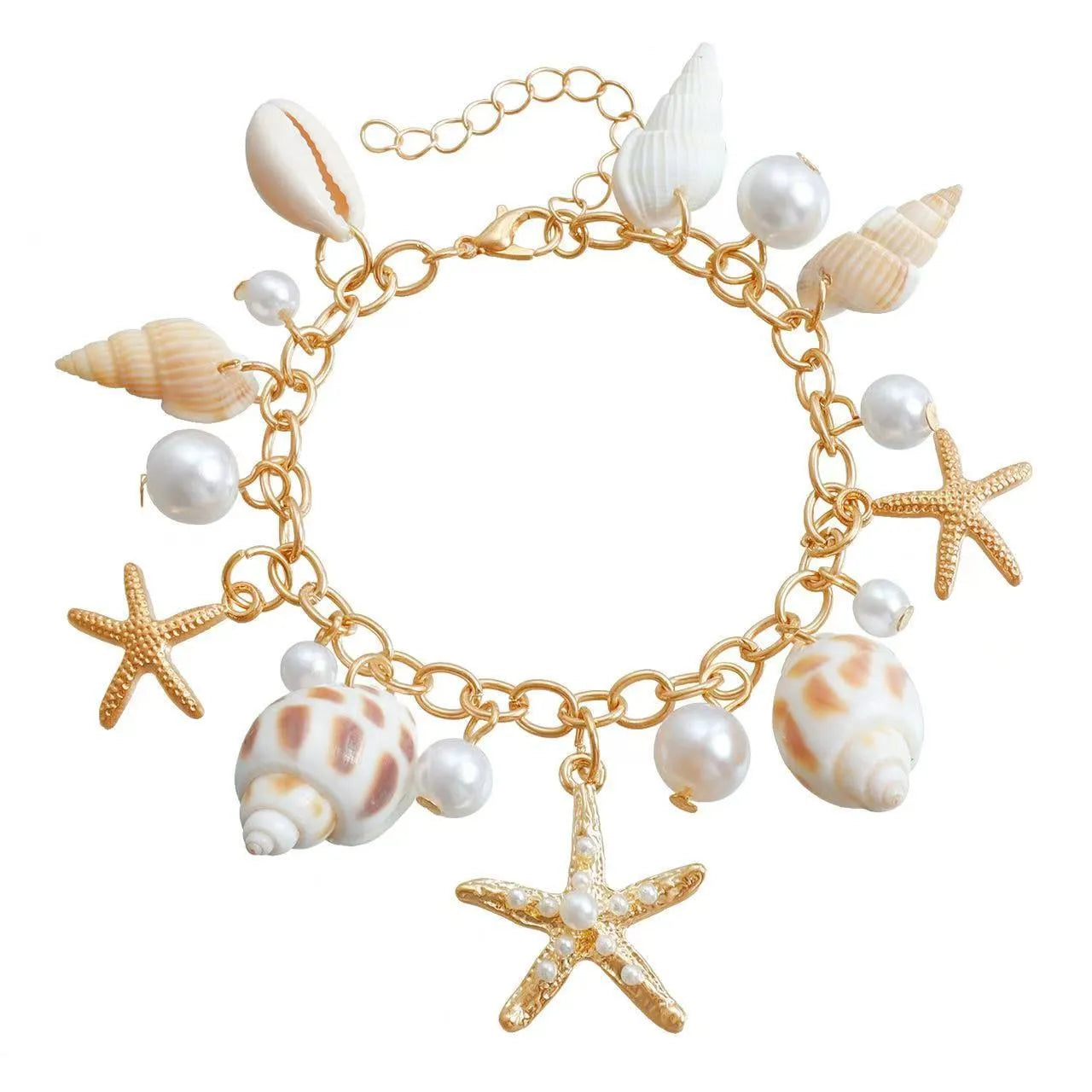 Women's alloy waist chain and matching bracelet set with star charms.