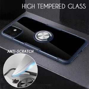 Black PU back cover case for iPhone 11 Pro Max on a dark background