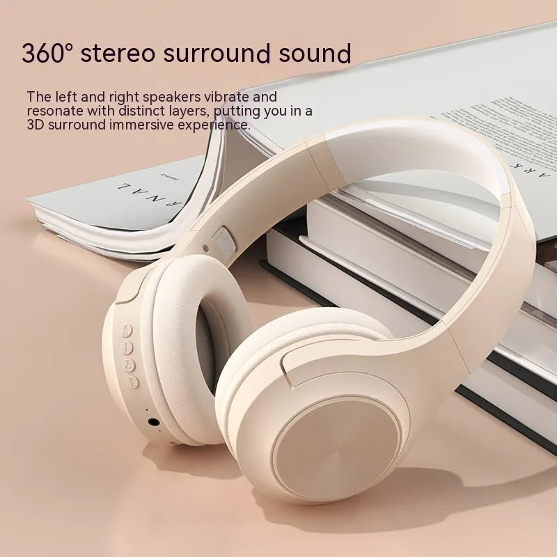 Personalised creative design wireless Bluetooth headset in chalk black, shown in head-mounted wearing style.