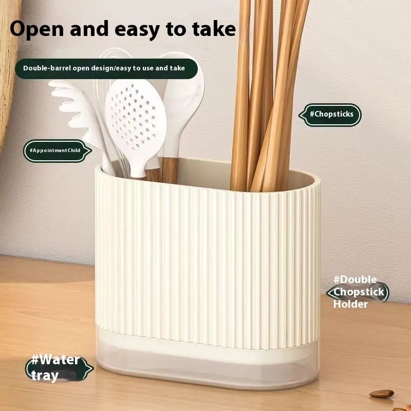 Plastic cross-border chopsticks and spoon holder in beige, dark green or orange wall mounted kitchen organiser