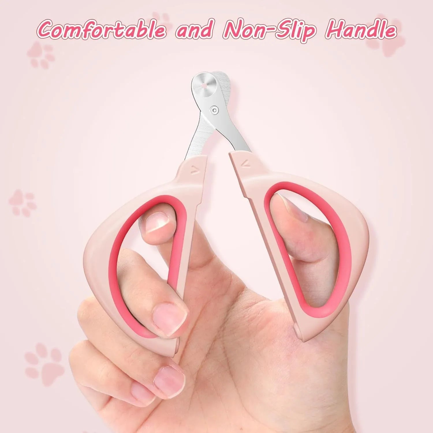 Blue cat nail clipper with a round positioning hole guide and non-slip handle.