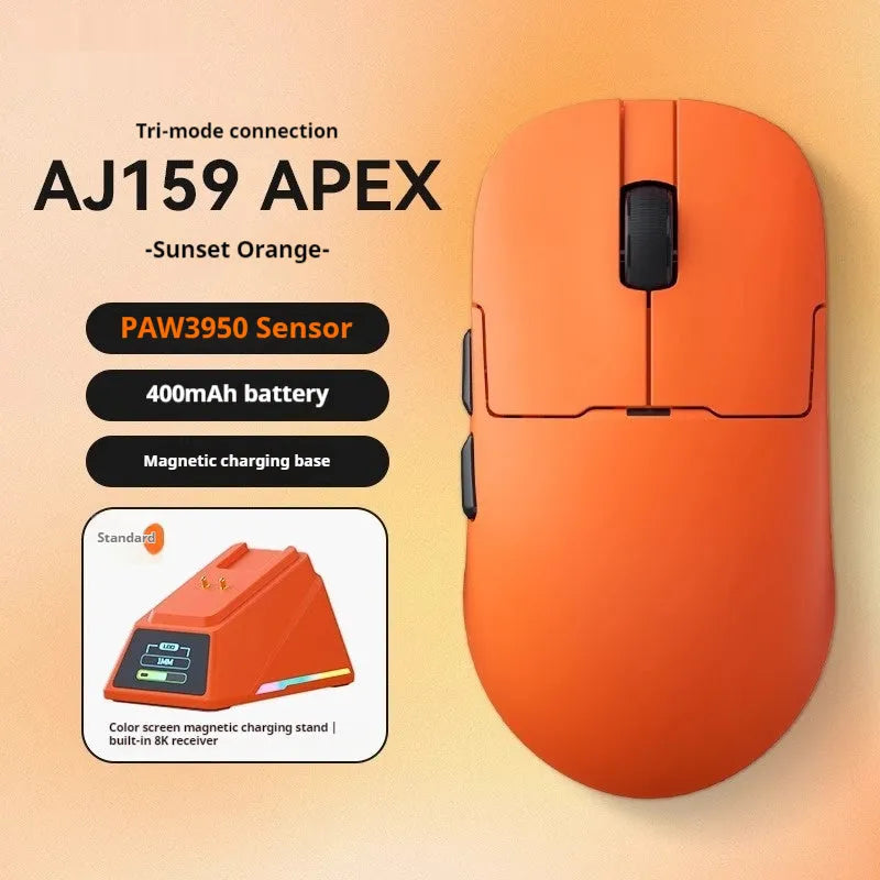 AJ159 gaming mouse in eight colour options with tri-mode wireless wired Bluetooth connectivity