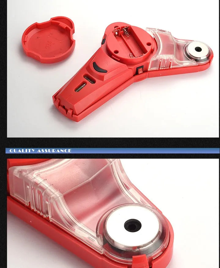 Red portable infrared laser level tool for woodworking with punching positioning feature.