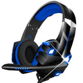 Wired gaming headset with microphone and LED lights in blue, pink, red, or white colours